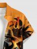 Chemise hawaïenne pour homme – Imprimé perroquet, cocotier, jus de fruits, soleil et paysage marin – Boutons et poche - Orange 6XL
