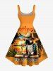 Parrot Coconut Tree Fruit Juice Sun Seascape Print Hawaii Tank Dress -  