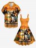 Parrot Coconut Tree Fruit Juice Sun Seascape Print Hawaii Tank Dress -  
