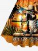 Parrot Coconut Tree Fruit Juice Sun Seascape Print Hawaii Tank Dress -  