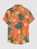 Hibiscus Flowers Tropical Leaf Print Buttons Pocket Hawaii Shirt For Men -  