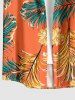 Hibiscus Flowers Tropical Leaf Print Buttons Pocket Hawaii Shirt For Men -  