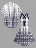 Ethnic Graphic Print Hawaii Halter Crisscross Strappy A Line Dress - Cadetblue XXL