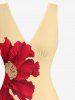 Flower Print Hawaii Ruffles Split Dress -  