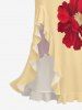 Flower Print Hawaii Ruffles Split Dress -  