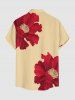 Flower Print Hawaii Button Pocket Shirt For Men -  
