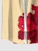 Flower Print Hawaii Button Pocket Shirt For Men -  