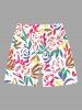 Ensemble de plage hawaïen assorti pour couple avec imprimé peinture de fleurs et feuilles - Rose  
