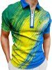 National Flag Color Style Print Football Match Zipper Polo Shirt For Men -  