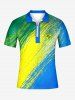 National Flag Color Style Print Football Match Zipper Polo Shirt For Men -  