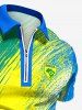 National Flag Color Style Print Football Match Zipper Polo Shirt For Men -  
