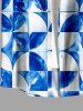 Chemise hawaïenne pour homme à imprimé tie-dye géométrique, avec boutons et poche - Bleu 4XL