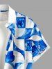 Chemise hawaïenne pour homme à imprimé tie-dye géométrique, avec boutons et poche - Bleu 4XL