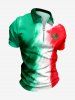 National Flag Color Style Print Football Match Zipper Polo Shirt For Men -  
