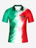 National Flag Color Style Print Football Match Zipper Polo Shirt For Men -  