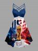 Patriotic American Flag Letters Trophy Print Matching Outfit For Couples -  