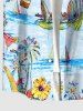 Coconut Tree Pineapple Hibiscus Flower Sea Sailboat Print Matching Hawaii Beach Outfit For Couples -  