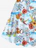 Coconut Tree Pineapple Hibiscus Flower Sea Sailboat Print Hawaii A Line Dress -  