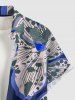 Flower Print Hawaii Button Pocket Shirt For Men - Bleu profond 4XL