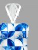 Geometric Tie Dye Print Halter Hawaii Mini Dress -  