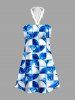 Geometric Tie Dye Print Halter Hawaii Mini Dress -  