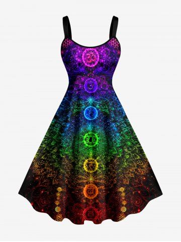 Galaxy Glitter 3D Ombre Print Hawaii Tank Dress - PURPLE - S