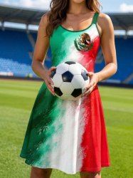National Flag Color Style Print Football Match Tank Dress -  