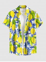 Lemon Leaf Rope Print Buttons Pocket Hawaii Shirt For Men - Jaune 4XL
