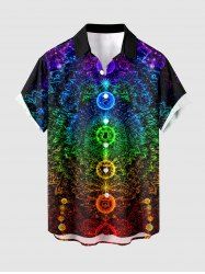 Chemise hawaïenne Galaxy Glitter à imprimé ombré 3D avec boutons et poche pour homme - Pourpre  6XL