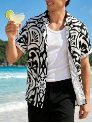 Flower Ethnic Graphic Print Hawaii Button Pocket Shirt For Men -  
