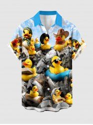 Ducks Rocks Cloud Print Buttons Pocket Hawaii Shirt For Men -  