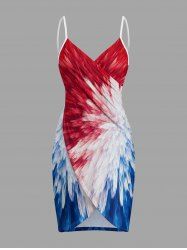 Paréo hawaïen convertible à motif de drapeau américain patriotique peinture éclaboussée - Rouge 2X