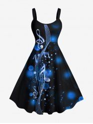 Ombre Light Spot Music Symbol Print Hawaii A Line Dress -  