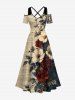 Flower Leaf Branch Newspaper Print Matching Hawaii Beach Outfit For Couples -  