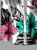 Hibiscus Flower Tropical Leaf Print Buttons Pocket Hawaii Shirt For Men - Turquoise Foncée 4XL