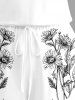 Daisy Flower Leaf Print Cinched Hawaii Romper -  