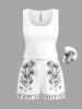 Daisy Flower Leaf Print Cinched Hawaii Romper -  