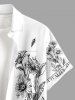 Daisy Flower Leaf Print Buttons Pocket Hawaii Shirt For Men -  