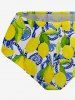 Maillot de bain tankini à imprimé feuille de citron et corde, panneaux lacés - Jaune 4X