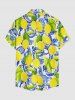 Chemise hawaïenne pour hommes à imprimé feuille de citron et corde, avec boutons et poche - Jaune XL