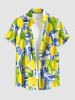 Chemise hawaïenne pour homme à imprimé feuille de citron et corde, avec boutons et poche - Jaune 4XL