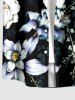 Chemise hawaïenne pour homme à imprimé feuilles et fleurs, avec boutons et poche - Noir 4XL