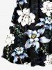Robe camisole portefeuille Hawaii à imprimé fleurs et feuilles - Noir L