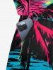 Coconut Tree Seascape Print Cinched Hawaii Romper -  