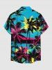 Coconut Tree Seascape Print Buttons Pocket Hawaii Shirt For Men -  