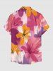 Flower Brush Painting Print Hawaii Button Pocket Shirt For Men -  