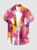 Flower Brush Painting Print Hawaii Button Pocket Shirt For Men -  