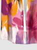 Flower Brush Painting Print Hawaii Button Pocket Shirt For Men -  