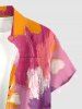 Flower Brush Painting Print Hawaii Button Pocket Shirt For Men -  