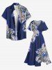 Robe midi A-line à imprimé fleuri Hawaii avec poches fendues - Bleu profond XXS
